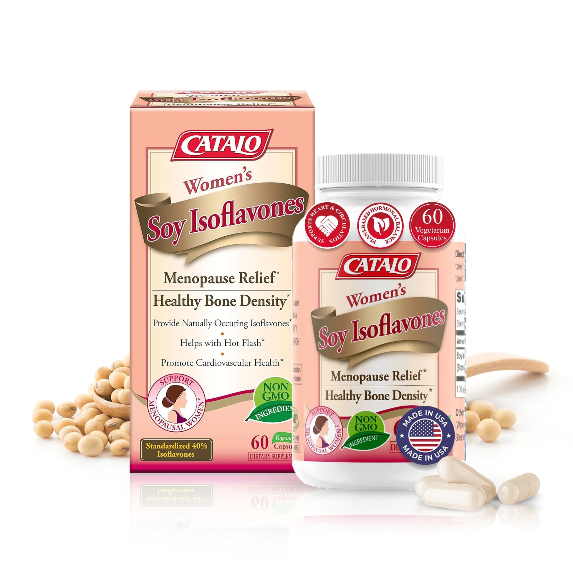 CATALO Women's Soy Isoflavones Capsules, 60 Count
