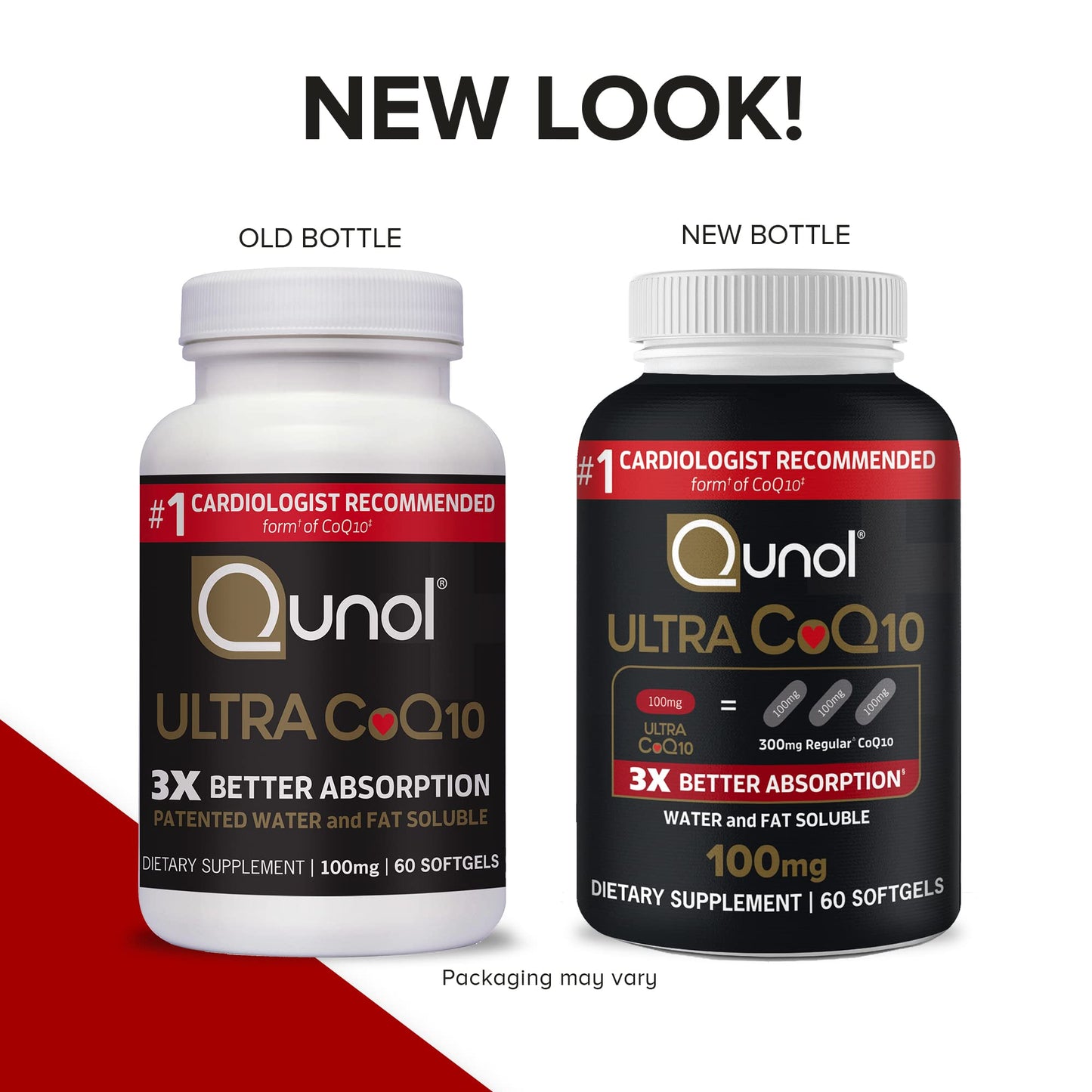Qunol Ultra CoQ10 100mg 3X Better Absorption Patented Water and Fat Soluble Natural Supplement Form Coenzyme Q10 Antioxidant for Heart Health Packs Softgels, 120 Count