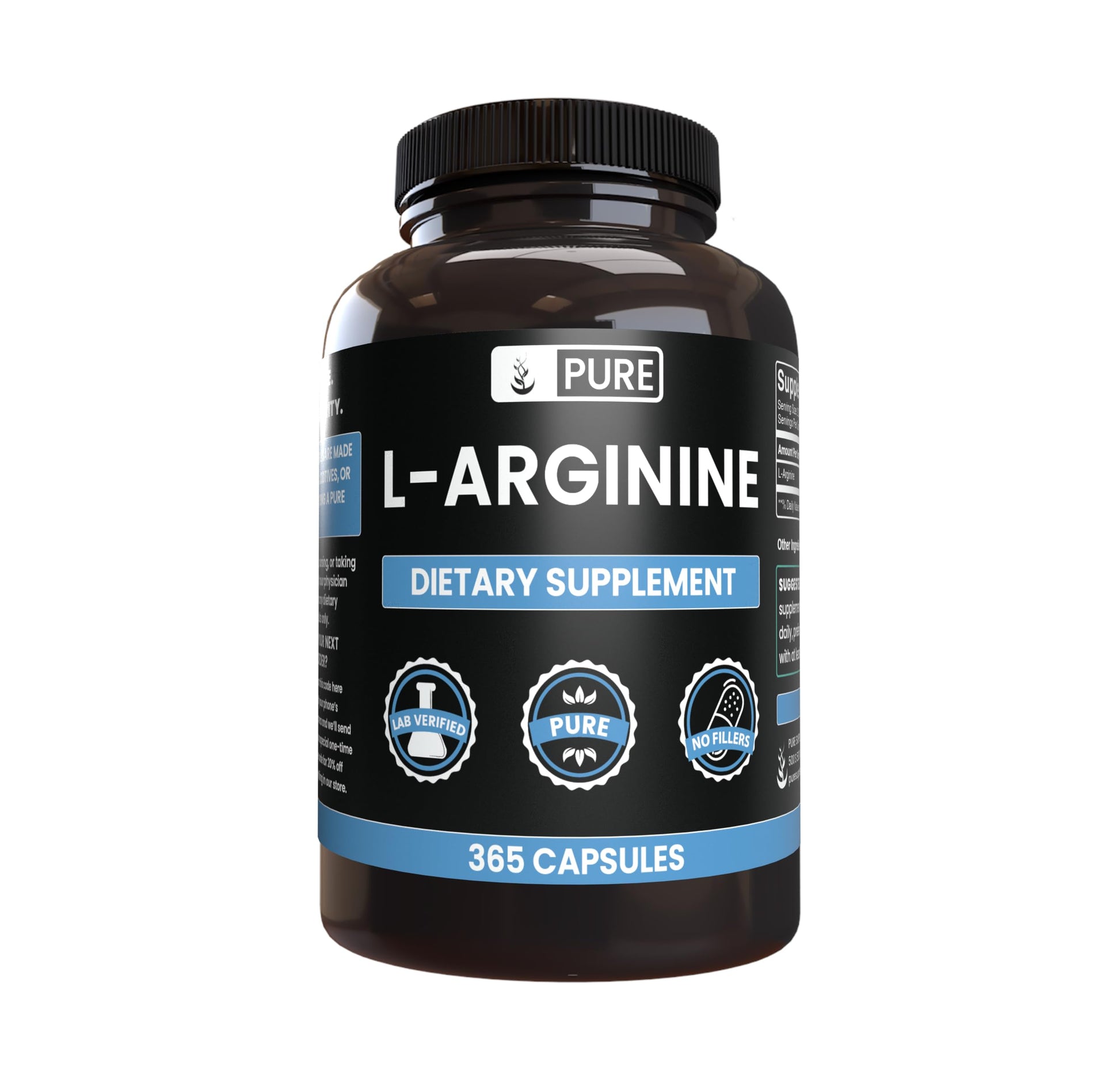 PURE ORIGINAL INGREDIENTS L-Arginine 365 Capsules