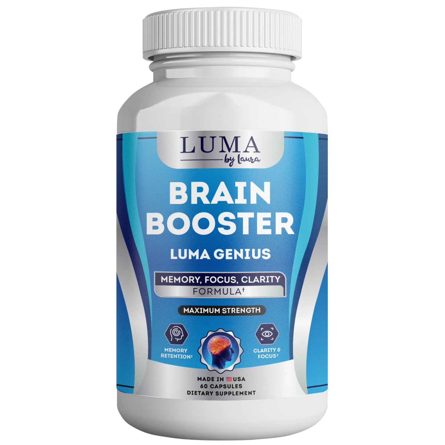 Luma By Laura Brain Support Supplement for Clarity, Memory, Mood, Focus, Mental Performance - Natural Nootropic for Cognitive Function with GABA and Green Tea Extract, 60 Capsules