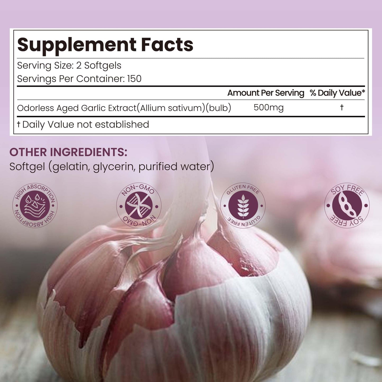 VerdiGusto Odorless Aged Garlic Extract Softgels 300