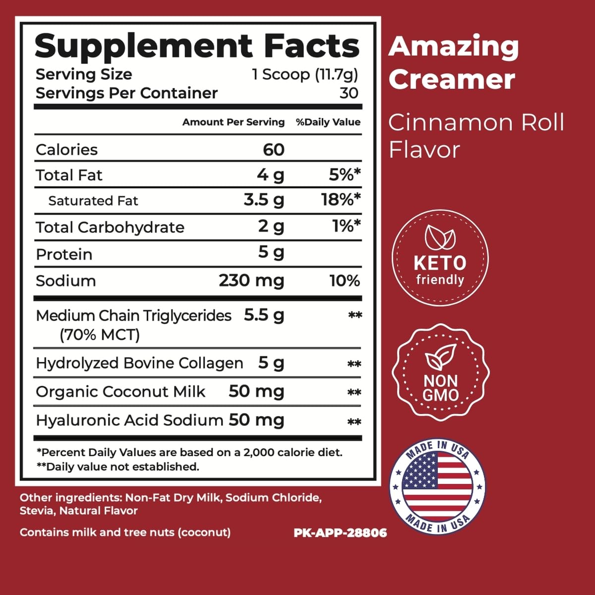 Superfoods Company Amazing Creamer Cinnamon Roll Powder 24.6 oz