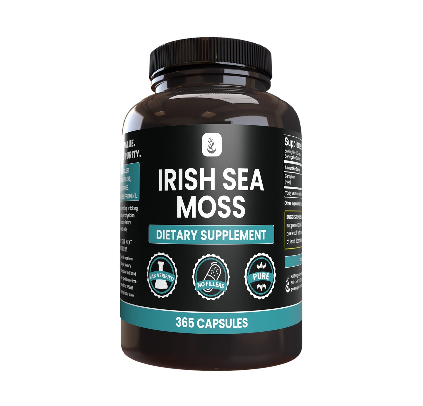 PURE ORIGINAL INGREDIENTS Irish Sea Moss Capsules 365