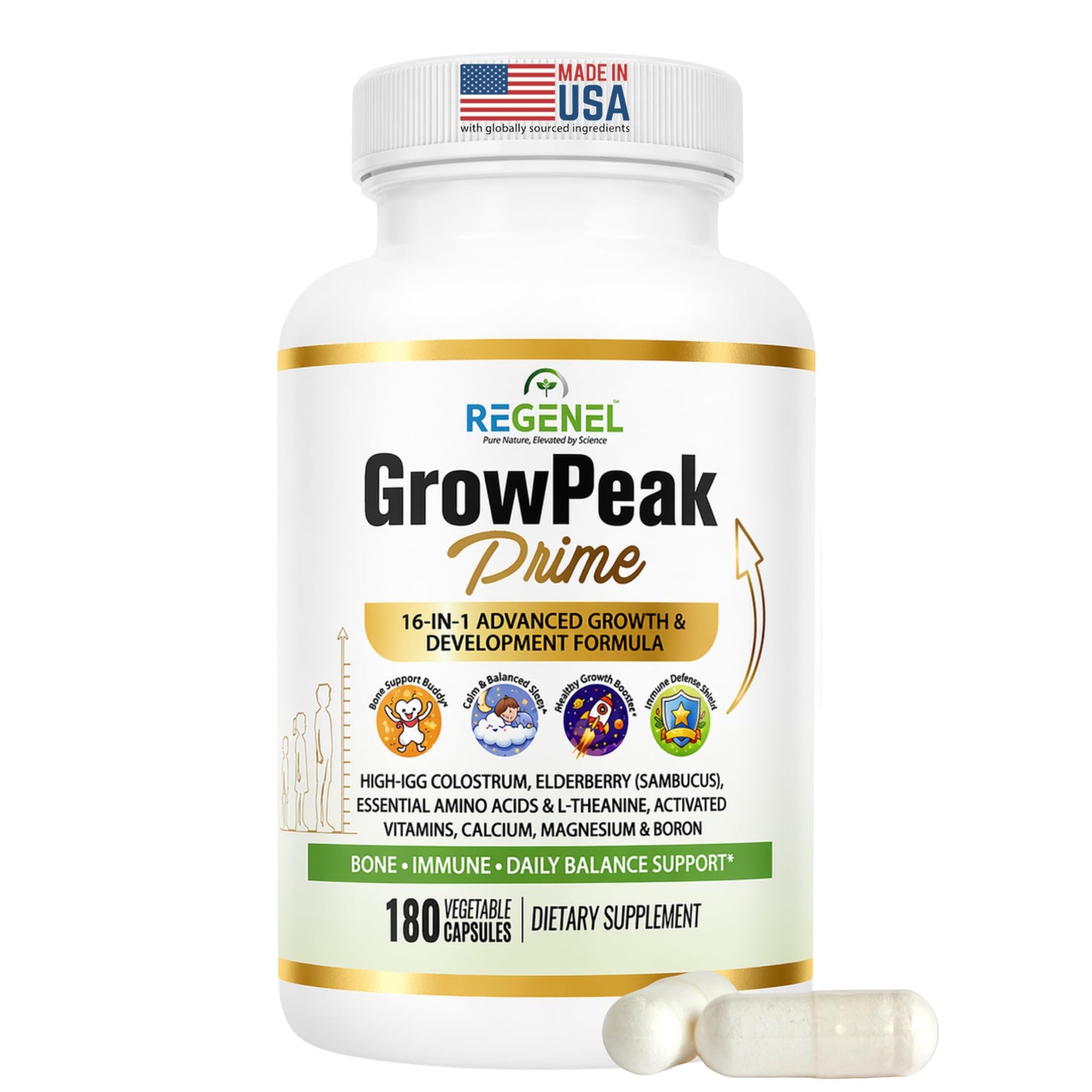 REGENEL GrowPeak Prime 16-in-1 Kids & Teens Growing Years Formula Capsule 180 Count