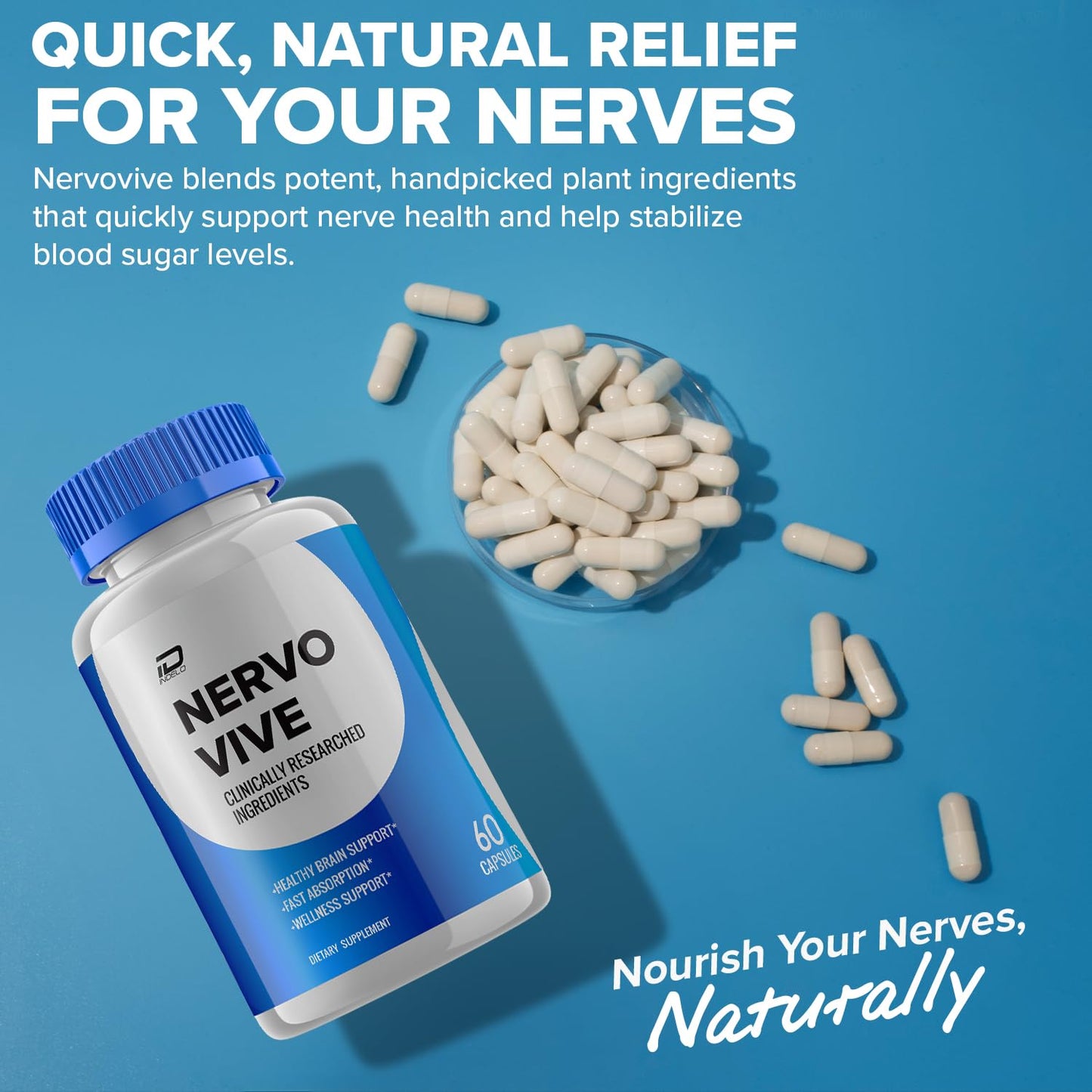 Indelo Nervo Vive Brain Supplement Capsules, 60 Count