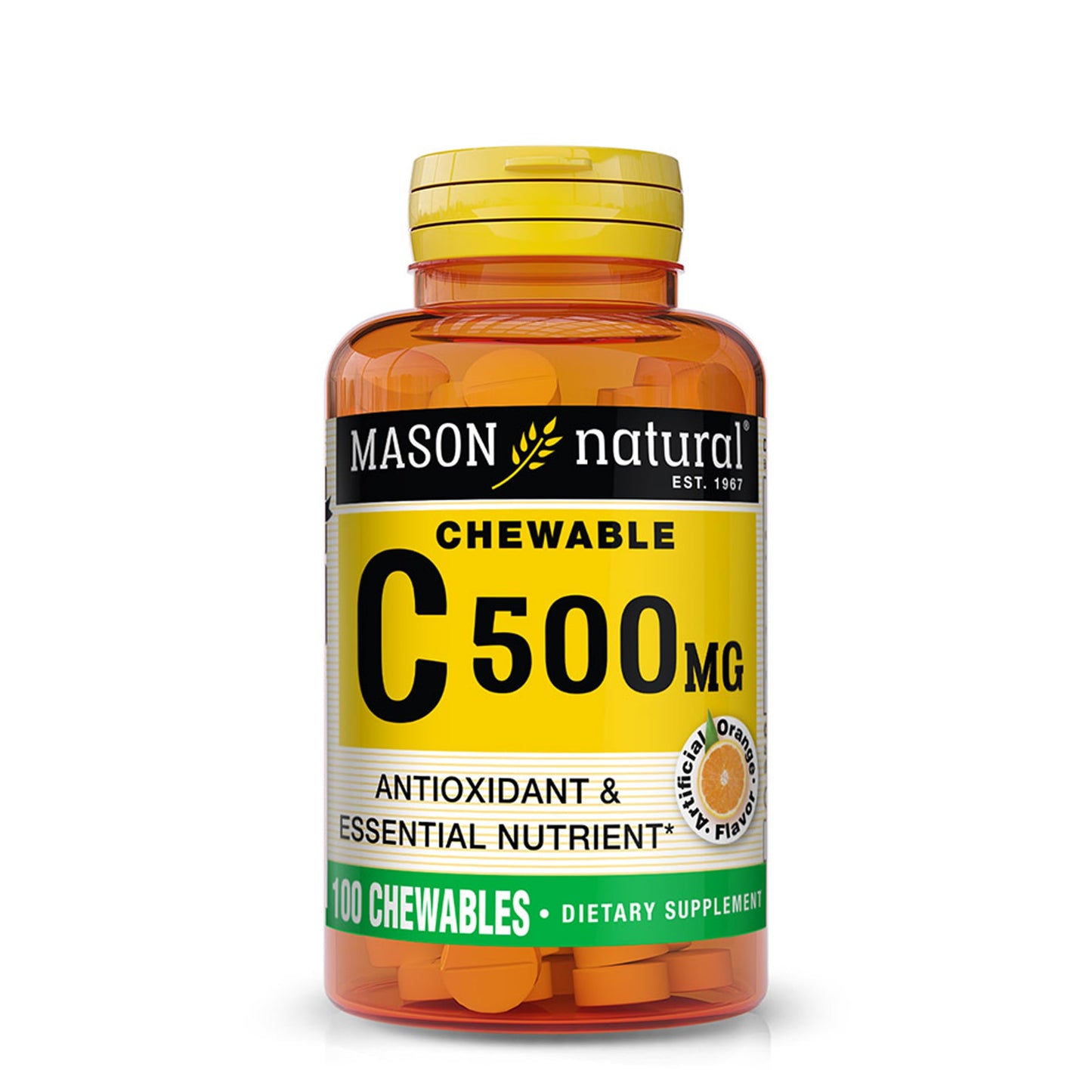 Mason Natural Vitamin C 500 mg (as Ascorbic Acid) Chewables, 100 Count