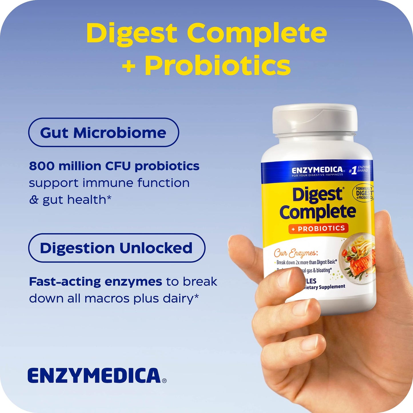 Enzymedica Digest Complete + Probiotics Digestive Enzyme Supplement 90 Capsules