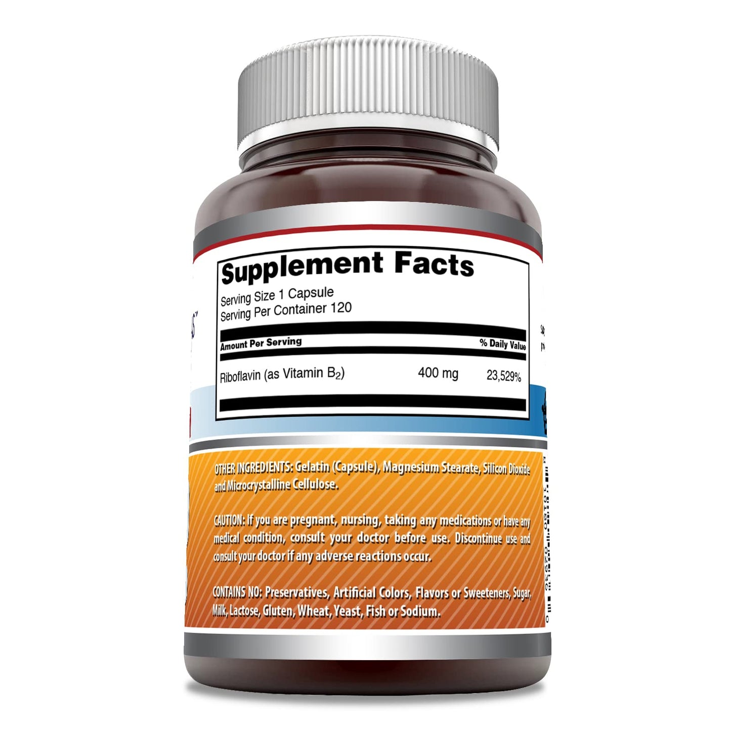 Amazing Nutrition Riboflavin 400mg Capsules, 120 Count