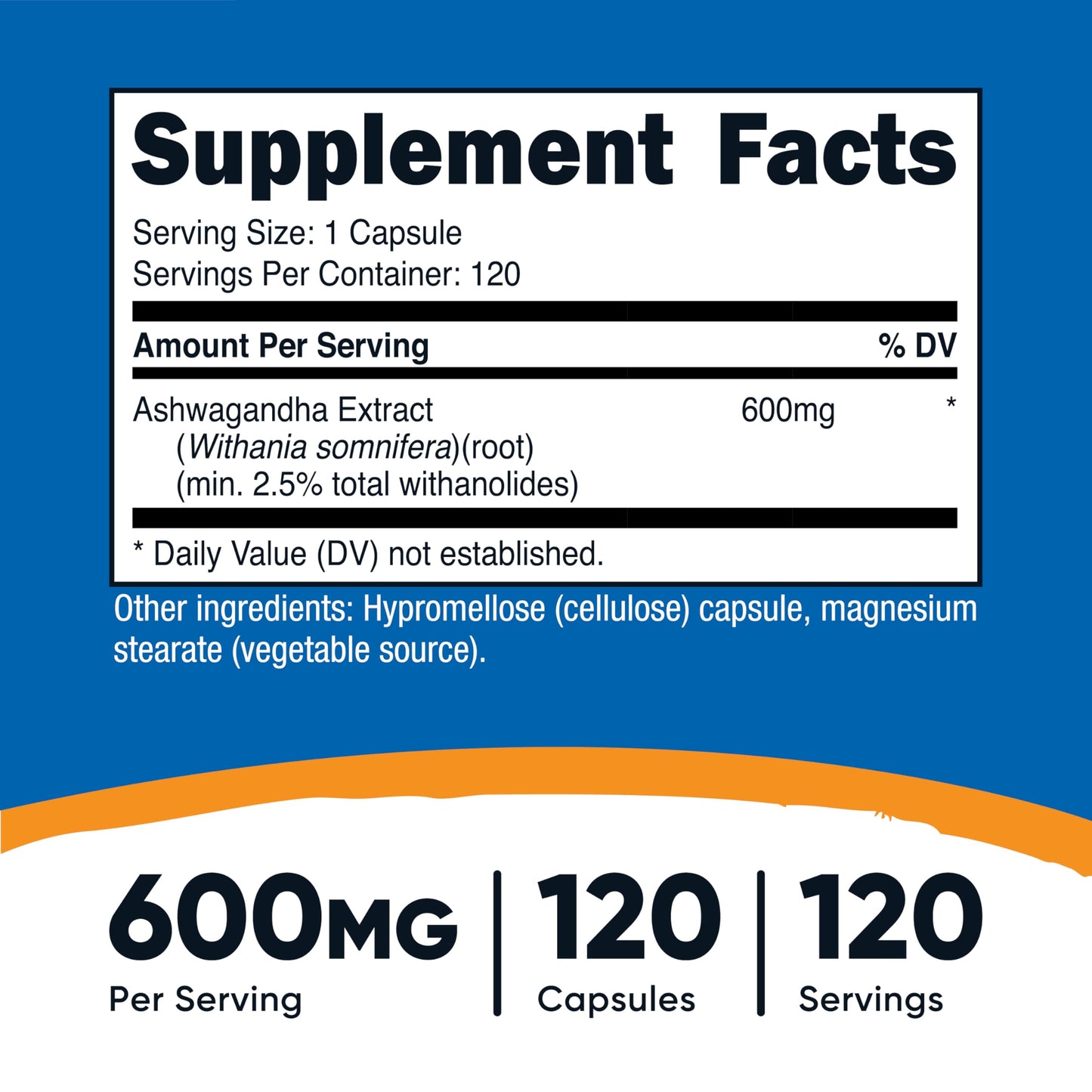 Nutricost Ashwagandha Herbal Supplement 600mg Capsules, 120 Count