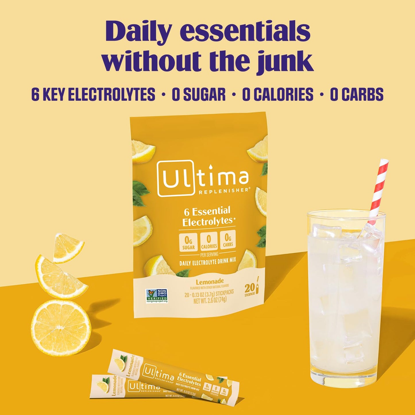 Ultima Replenisher Lemonade Electrolyte Powder, 20 Count