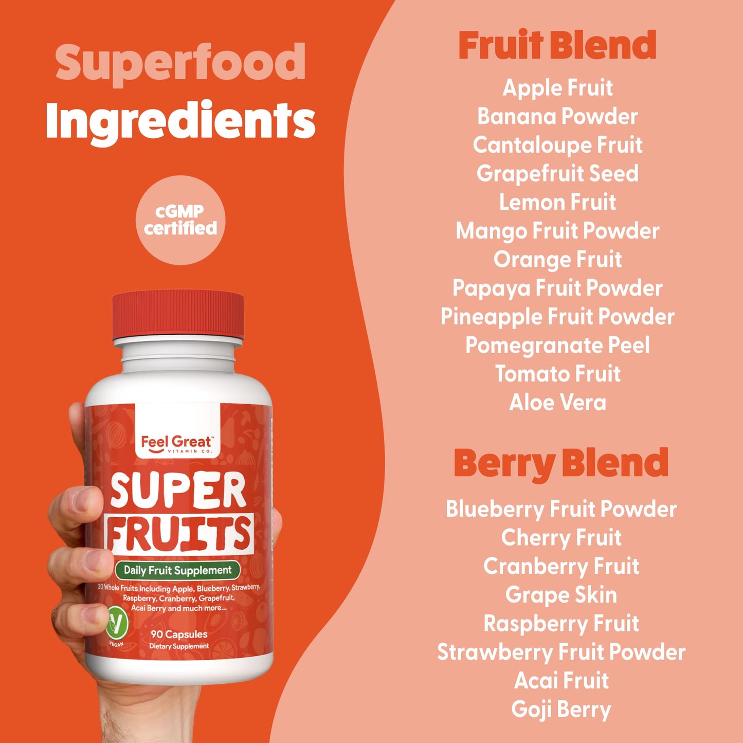 The Feel Great Vitamin Company Feel Great Fruit and Vegetable Supplements Capsules 90 Count