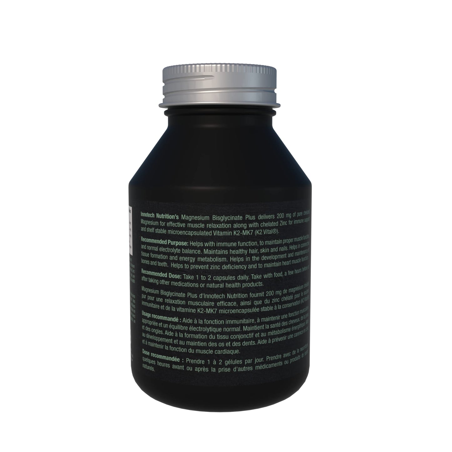 Innotech Nutrition Solutions Magnesium Bisglycinate with Zinc Gluconate & Vitamin K2 MK-7 Capsules, 120 Capsules