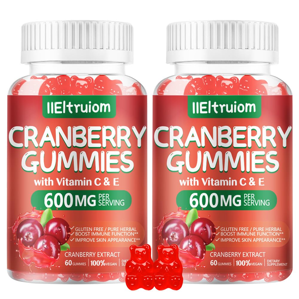 IIEltruiom Cranberry 600mg with Vitamin C & E Hibiscus Blend Sugar Free Gummies 120