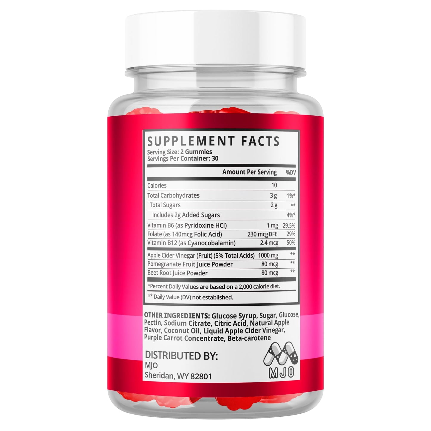 MJO Lipotrine Gummies Weight Management with Apple Cider Vinegar Maximum Strength Active Lifestyle Multivitamins, 90 Gummies