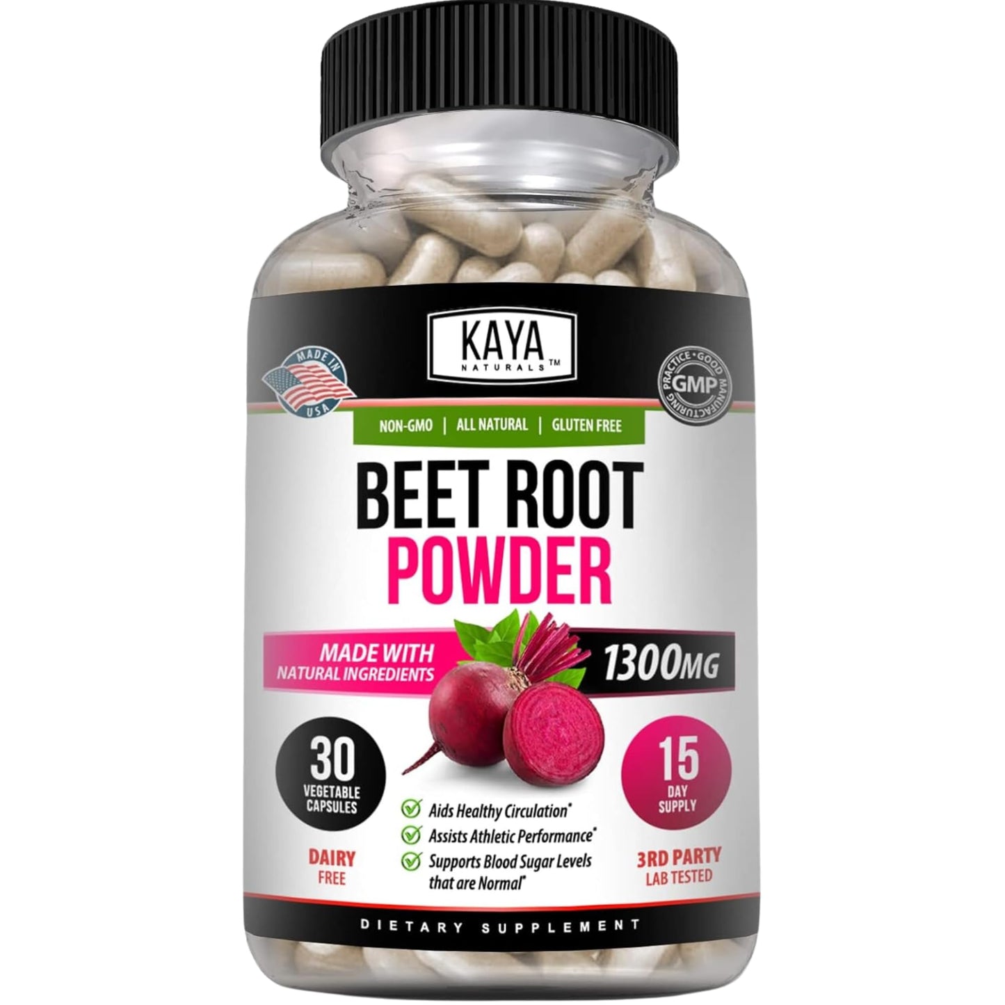 Kaya Naturals Beet Root Powder Capsules 30 Count