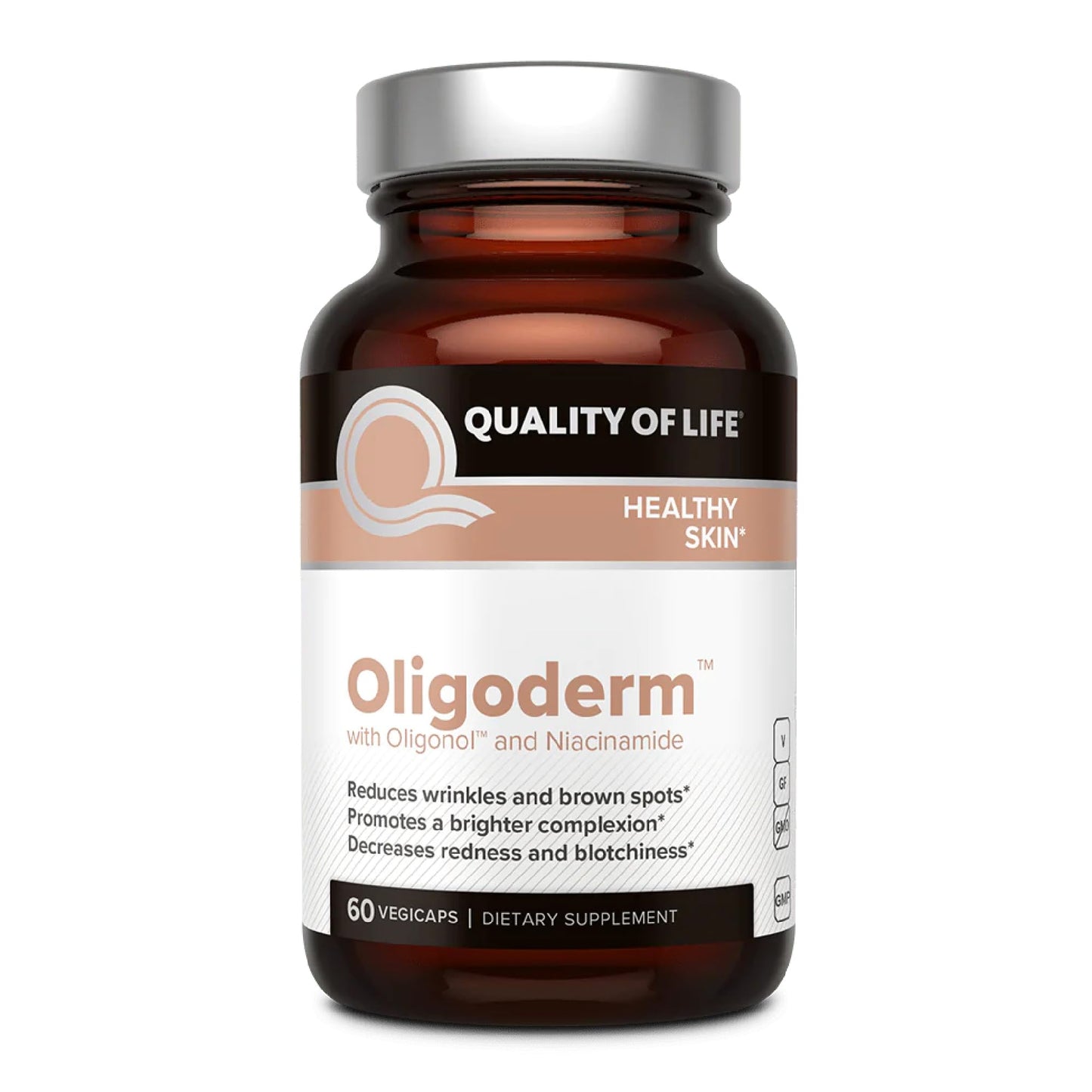 Quality of Life Oligoderm Premium Skin Support Supplement Featuring Oligonol and Niacinamide 60 Capsules