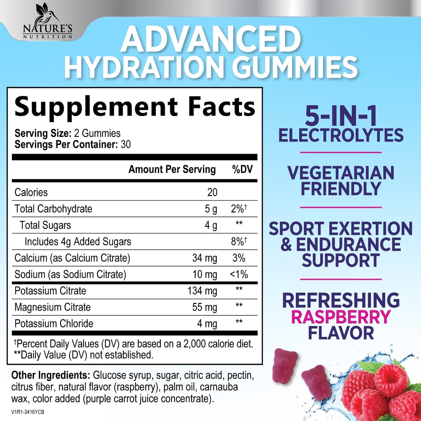 Nature's Nutrition Hydration Electrolyte Gummies 60 Count