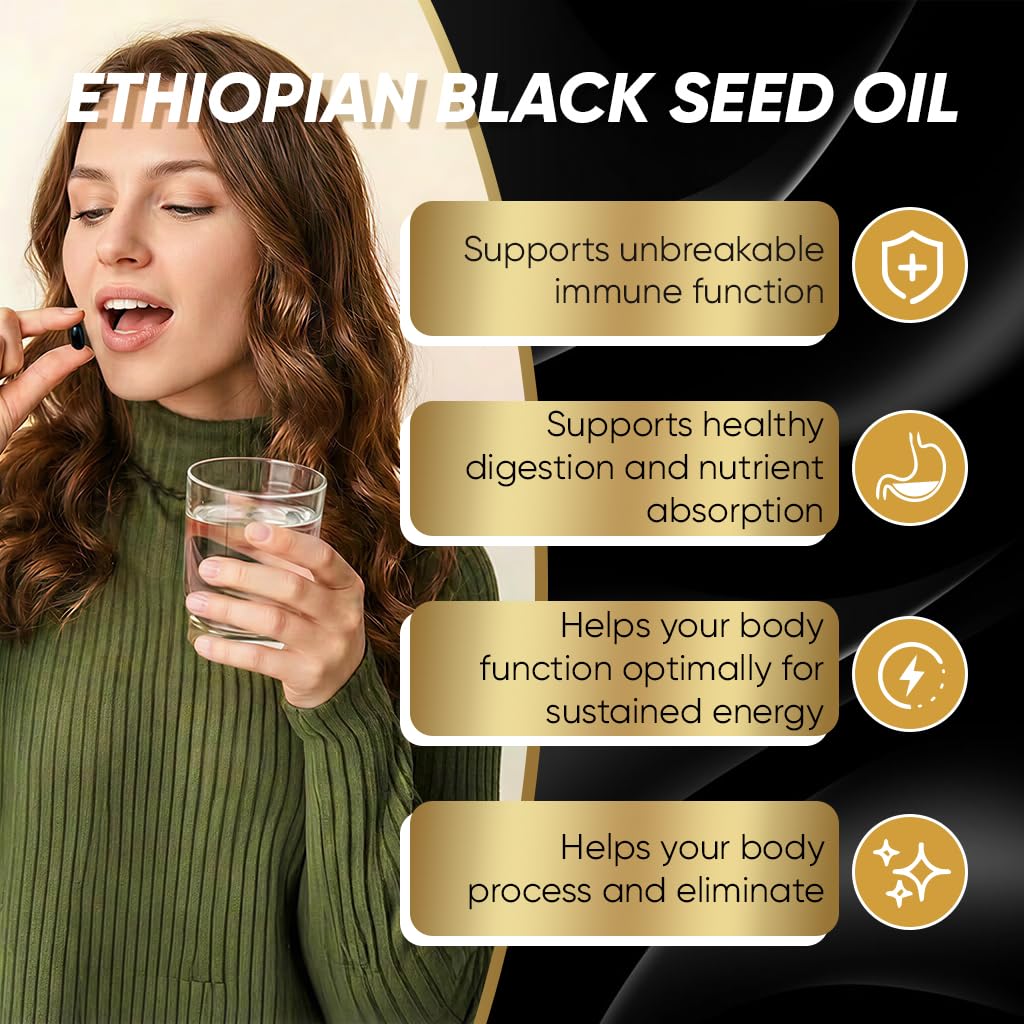 BODUNMSCA Ethiopian Black Seed Oil 1000mg, 90 Softgels