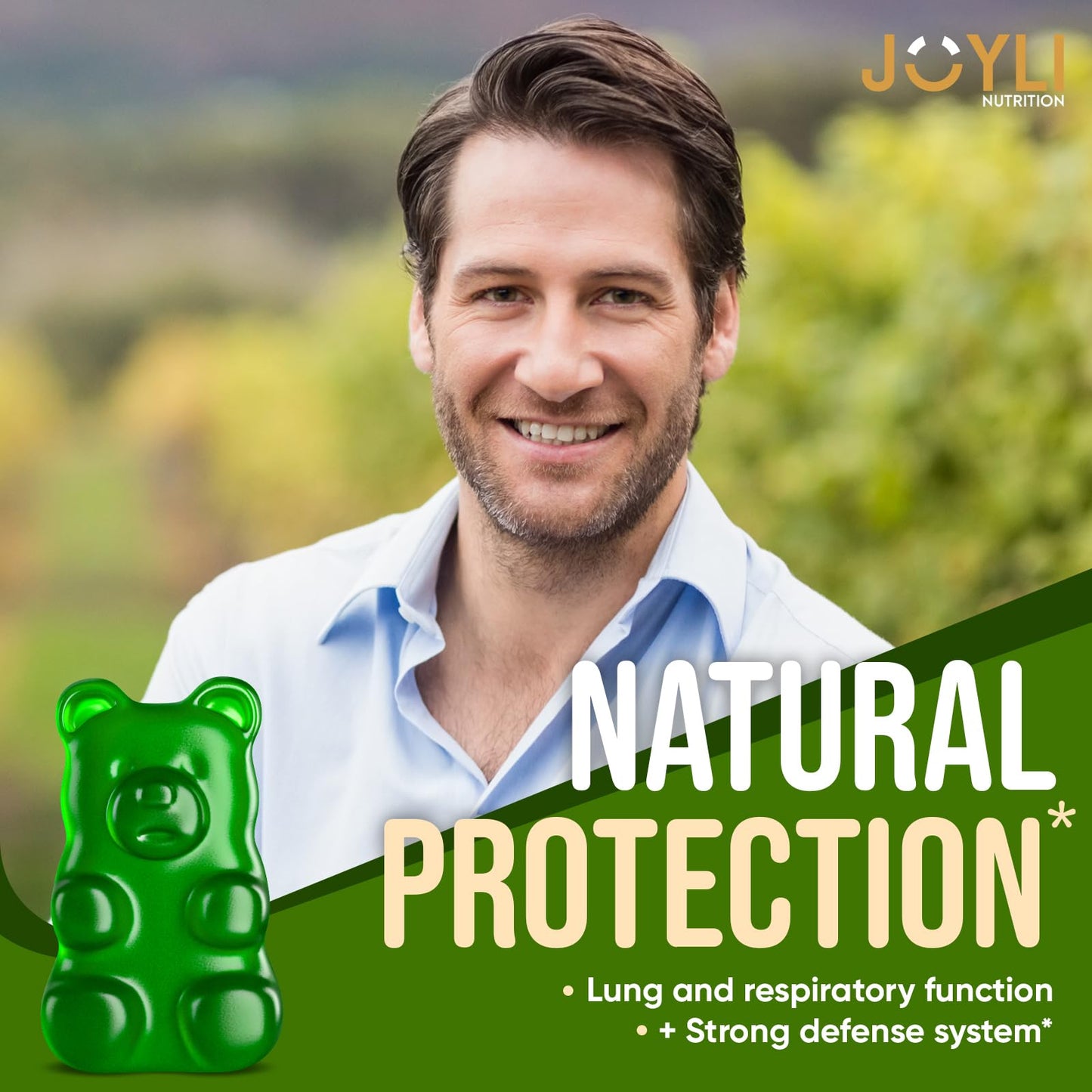 JOYLI Nutrition Hemp Gummies - Natural Lung Cleanse with Mullein Leaf & Reishi Mushroom - Extra Strength Clean Lung Support Supplement with Vitamins A, C, D & E - Sugar-Free, Vegan, Non-GMO, 60 Gummies