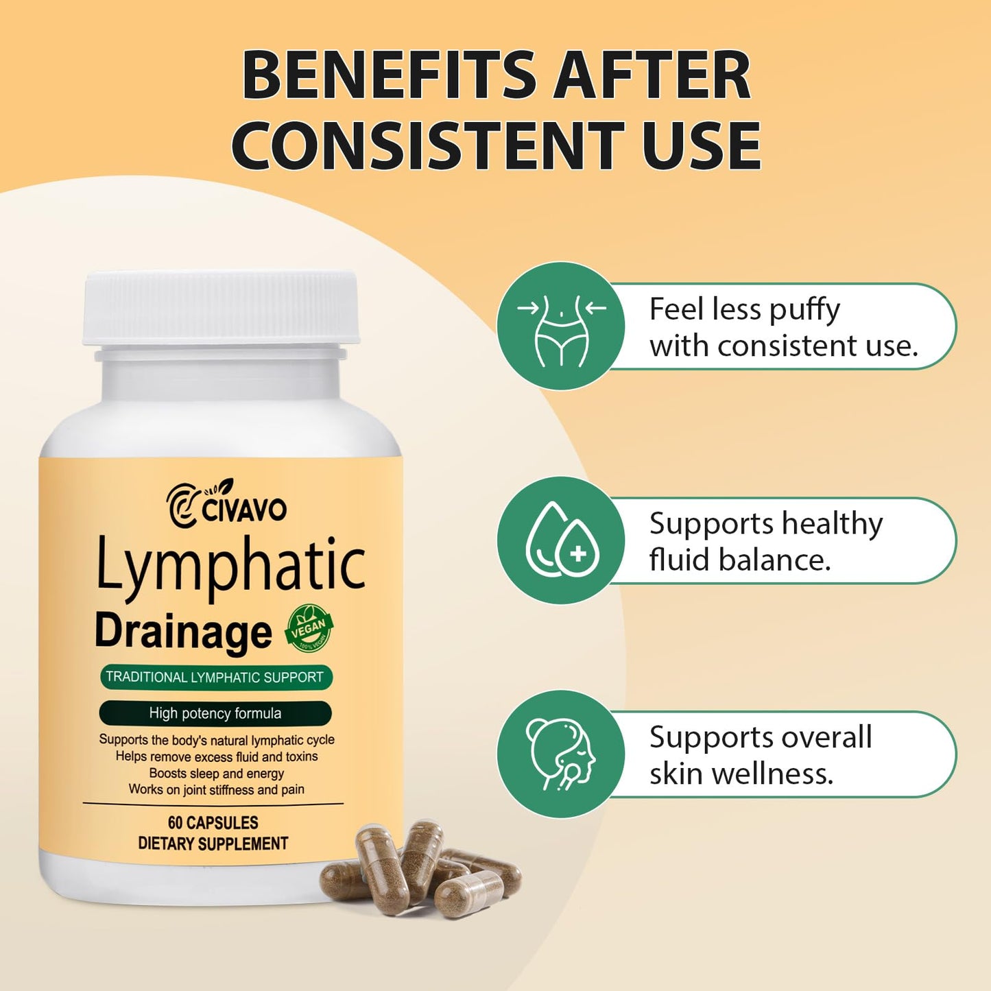 Civavo Lymphatic Drainage Supplement Capsules, 60 Capsules