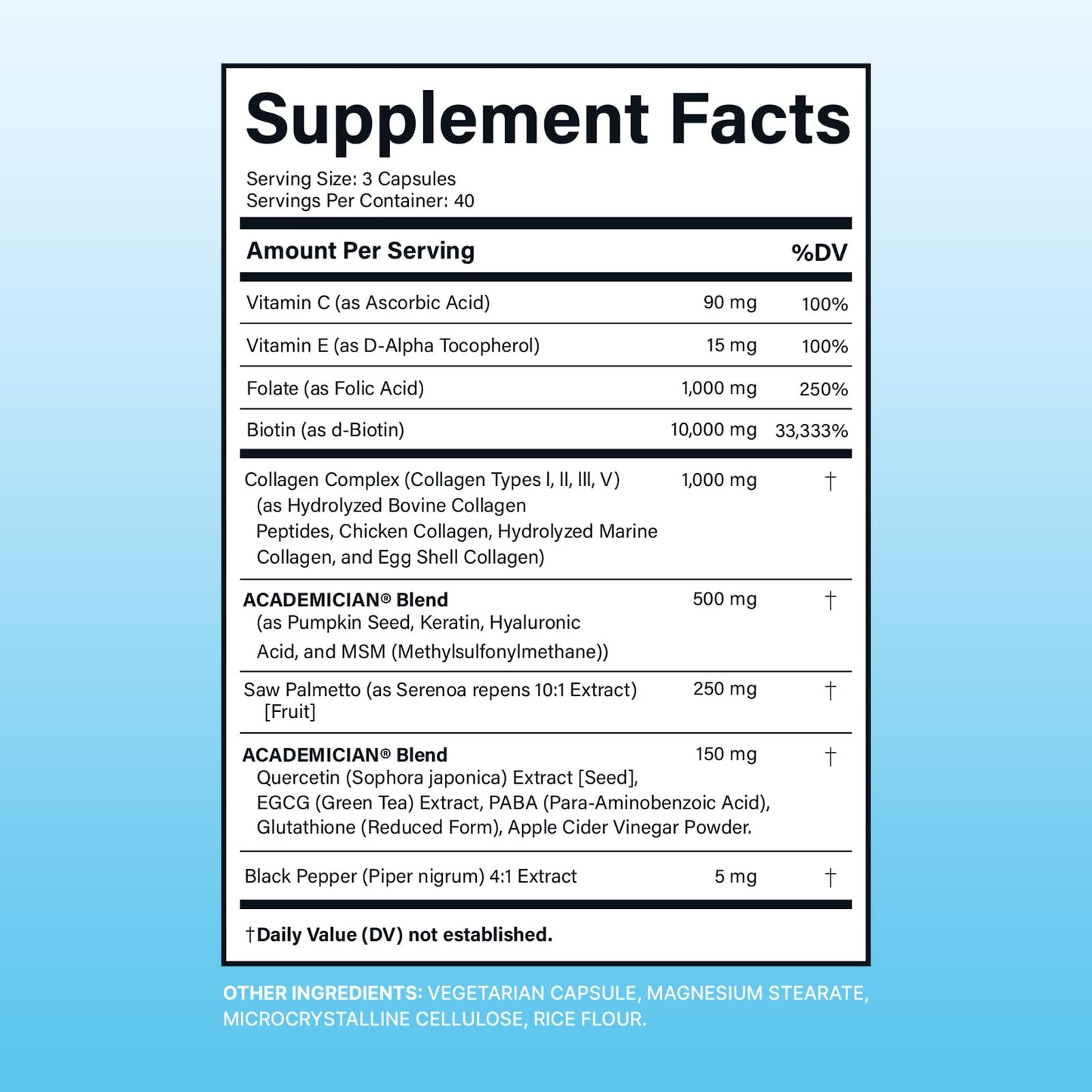 ACADEMICIAN Hydrolyzed Multi Collagen Peptides Capsules 120 Count