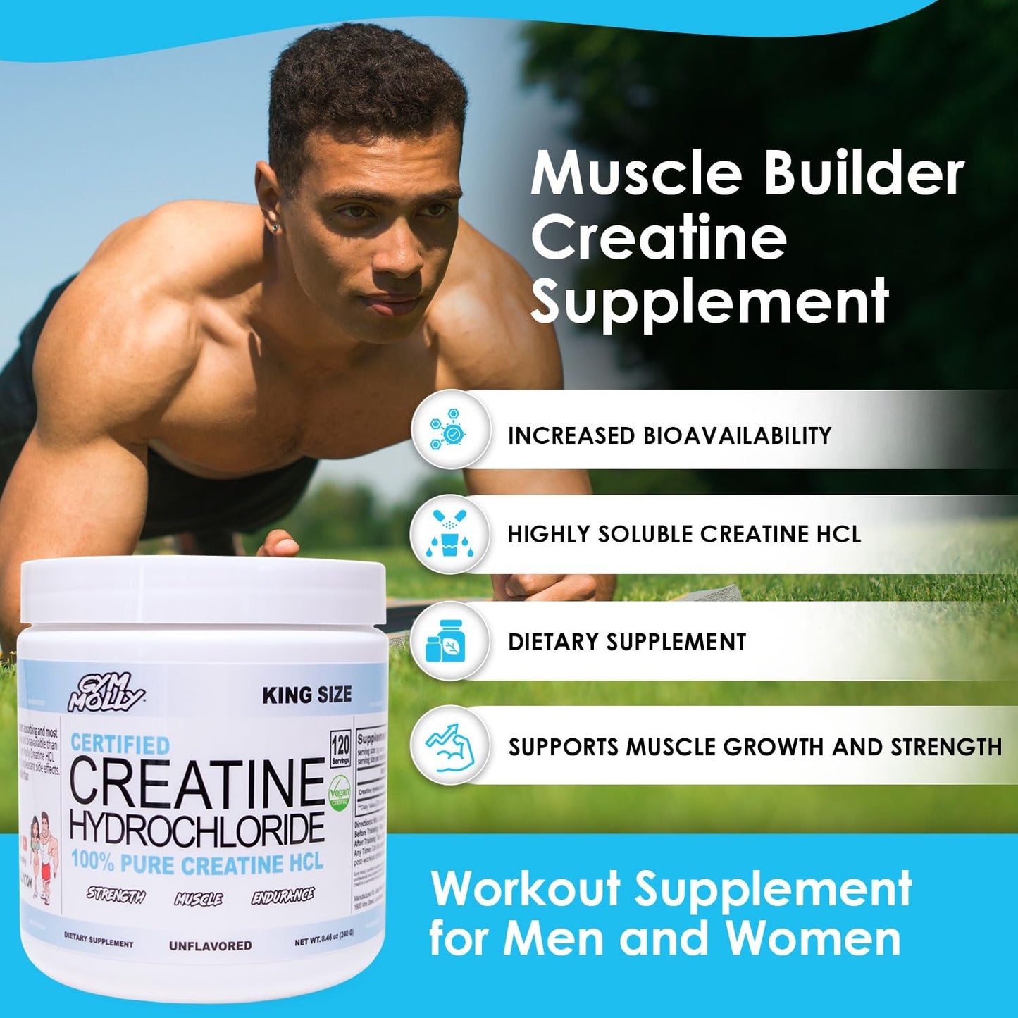 Gym Molly Creatine Hydrochloride (HCL) Powder 8.5 Ounce