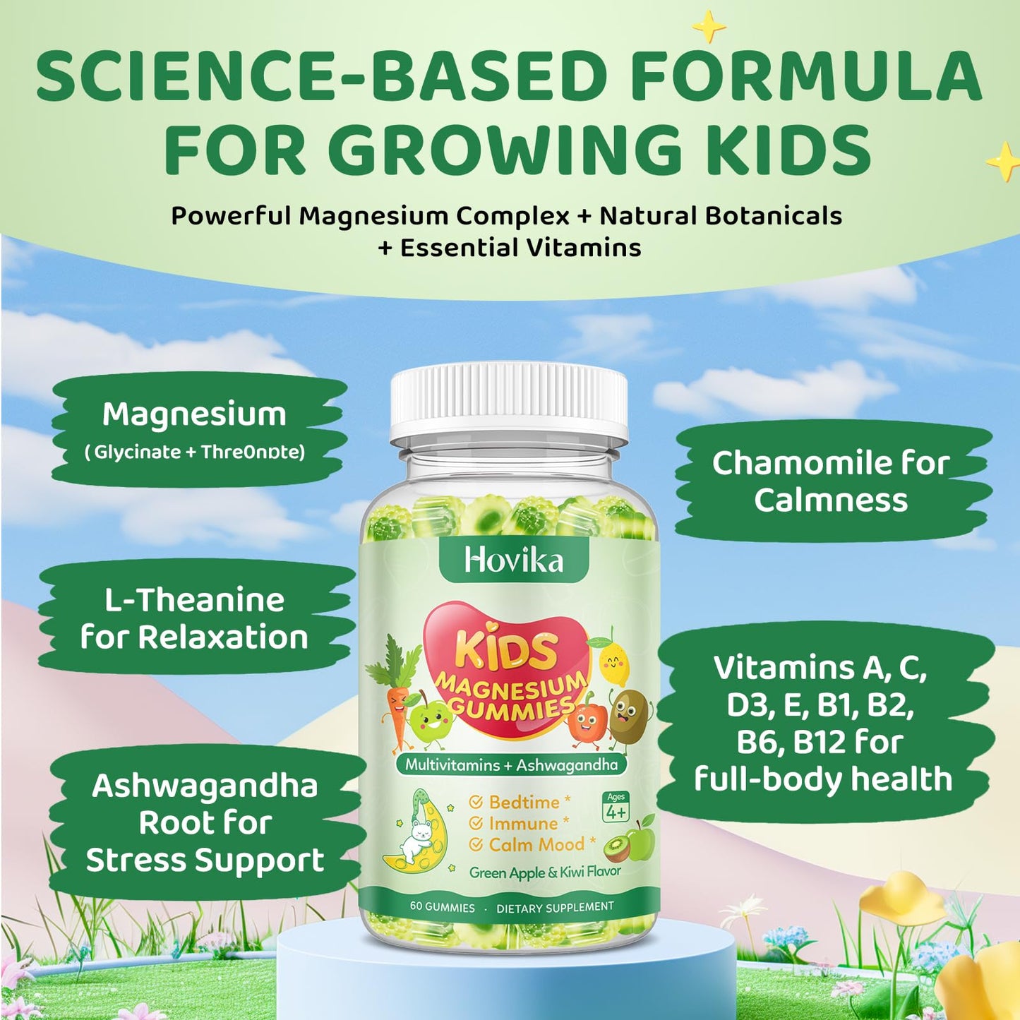 Hovika Magnesium Gummies for Kids Gummy 60 Count