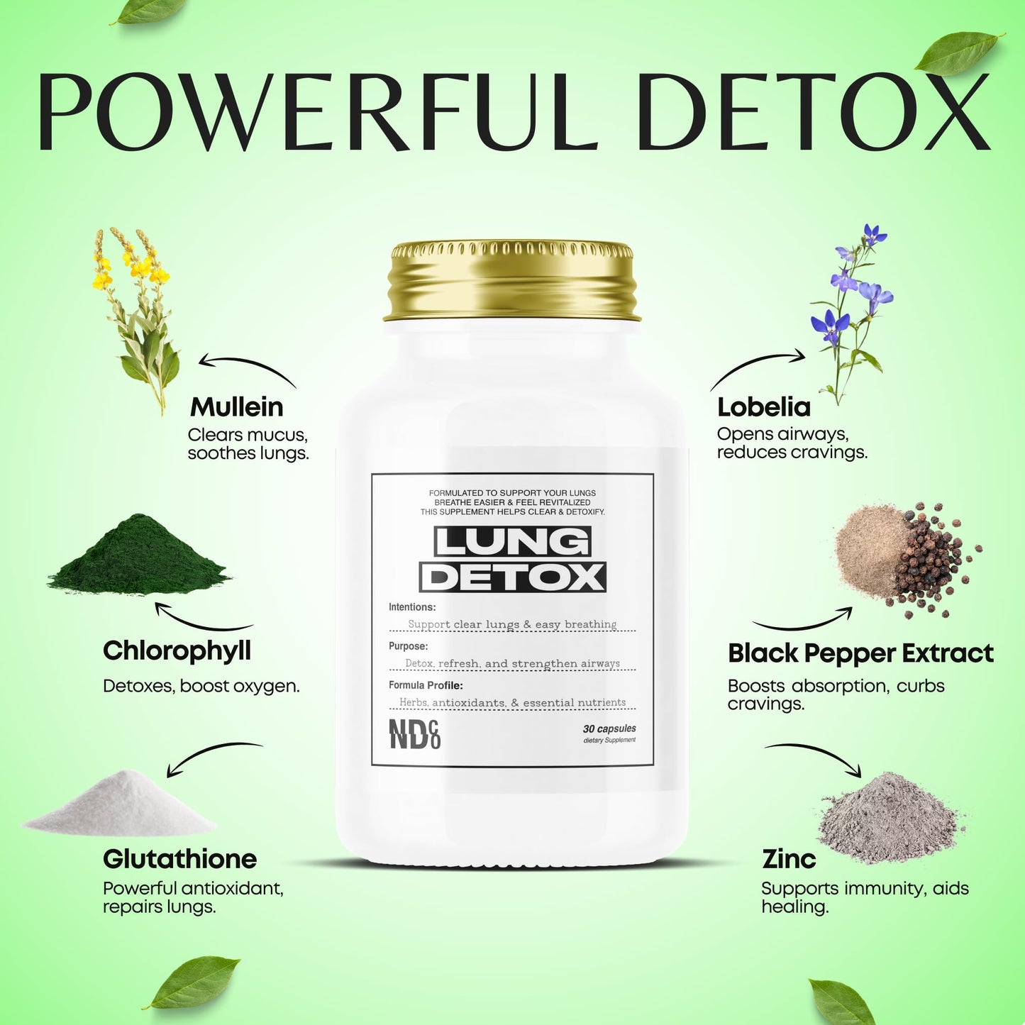 Lung Detox By NDCO Powerful Lung Detox & Cleanse 60 Capsules