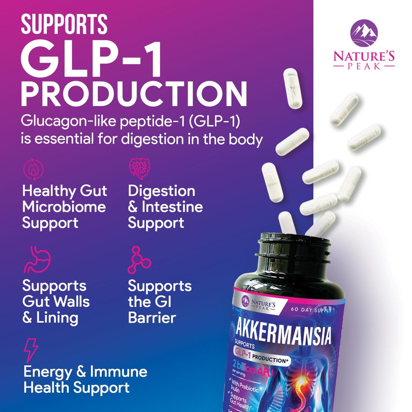 Nature's Peak Akkermansia Probiotic Capsule 120 Count