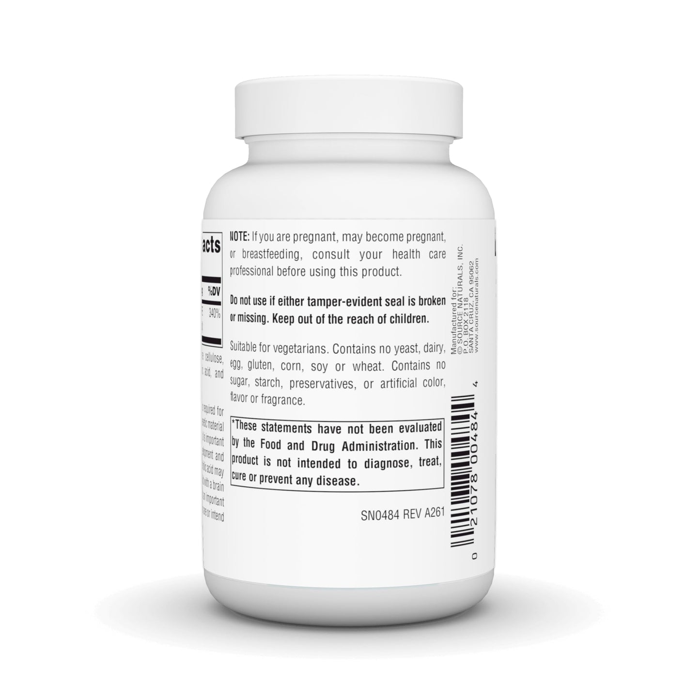 Source Naturals Folic Acid 800 mcg Dietary Supplement, 500 Tablets