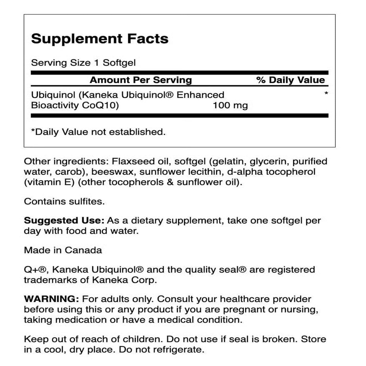 Swanson Ubiquinol 100 mg Softgels, 60 Count