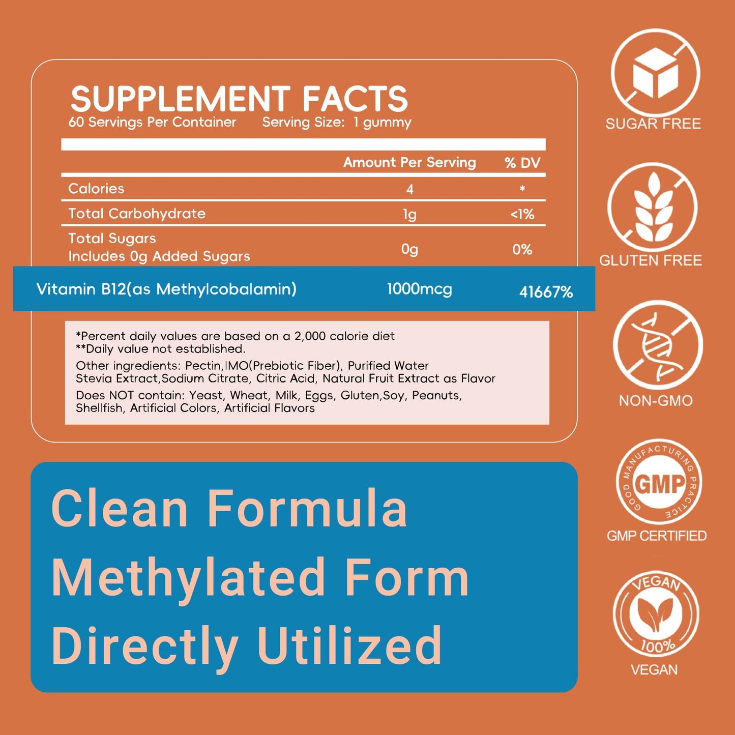 Vigorintha Methyl Vitamin B12 Gummies 1000mcg, 60 Gummies