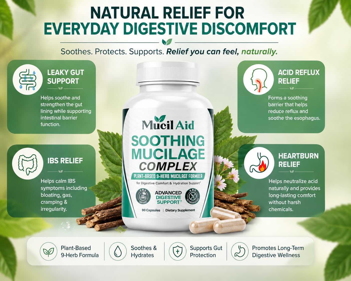 Mucil Aid Digestive Support Capsules 90 Count