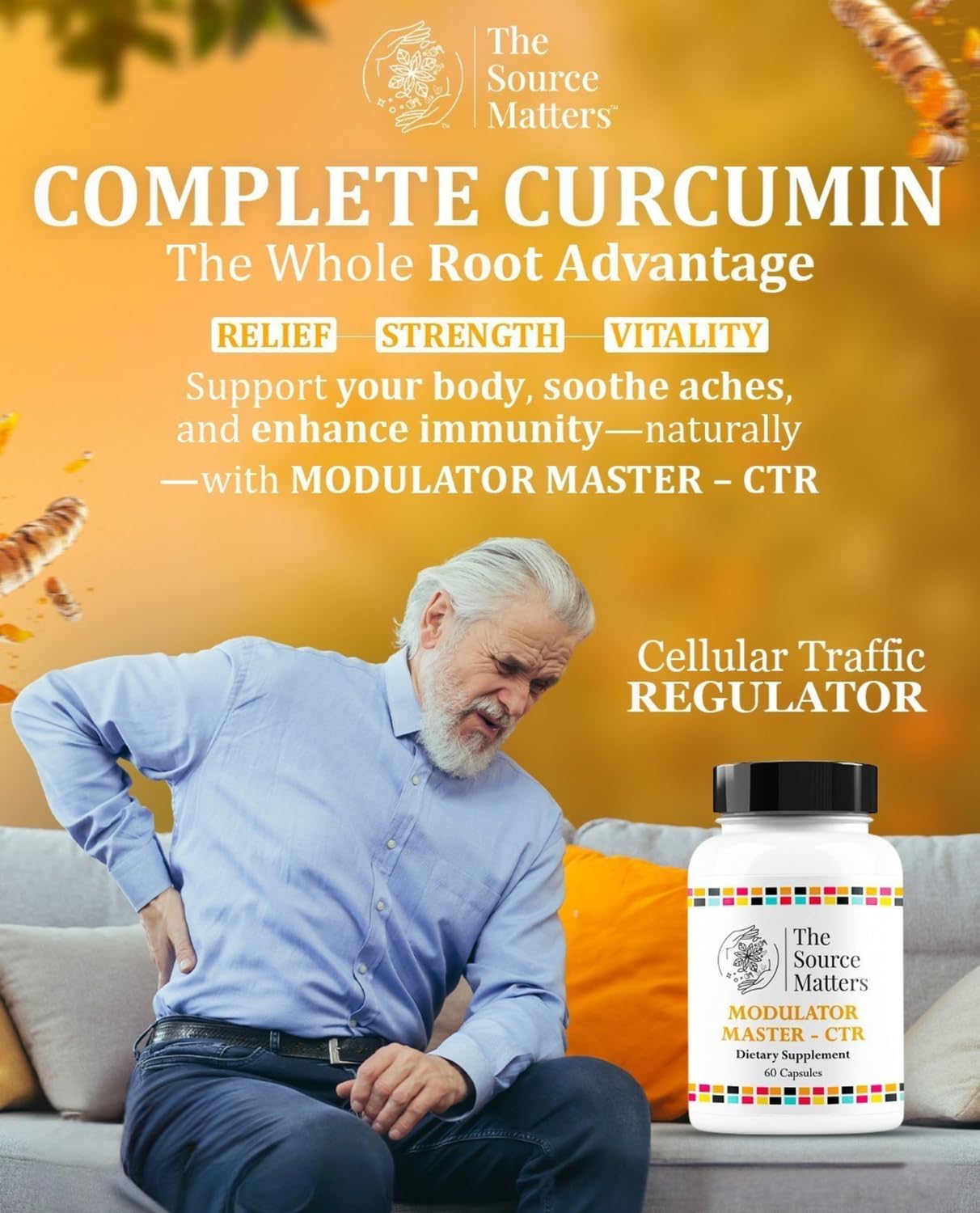 THE SOURCE MATTERS Modulator Master-CTR Dietary Supplement Full-Spectrum Turmeric Matrix with Phytonutrients for Immune System, Microbiome, and Inflammatory Pathway Support, 60 Capsules