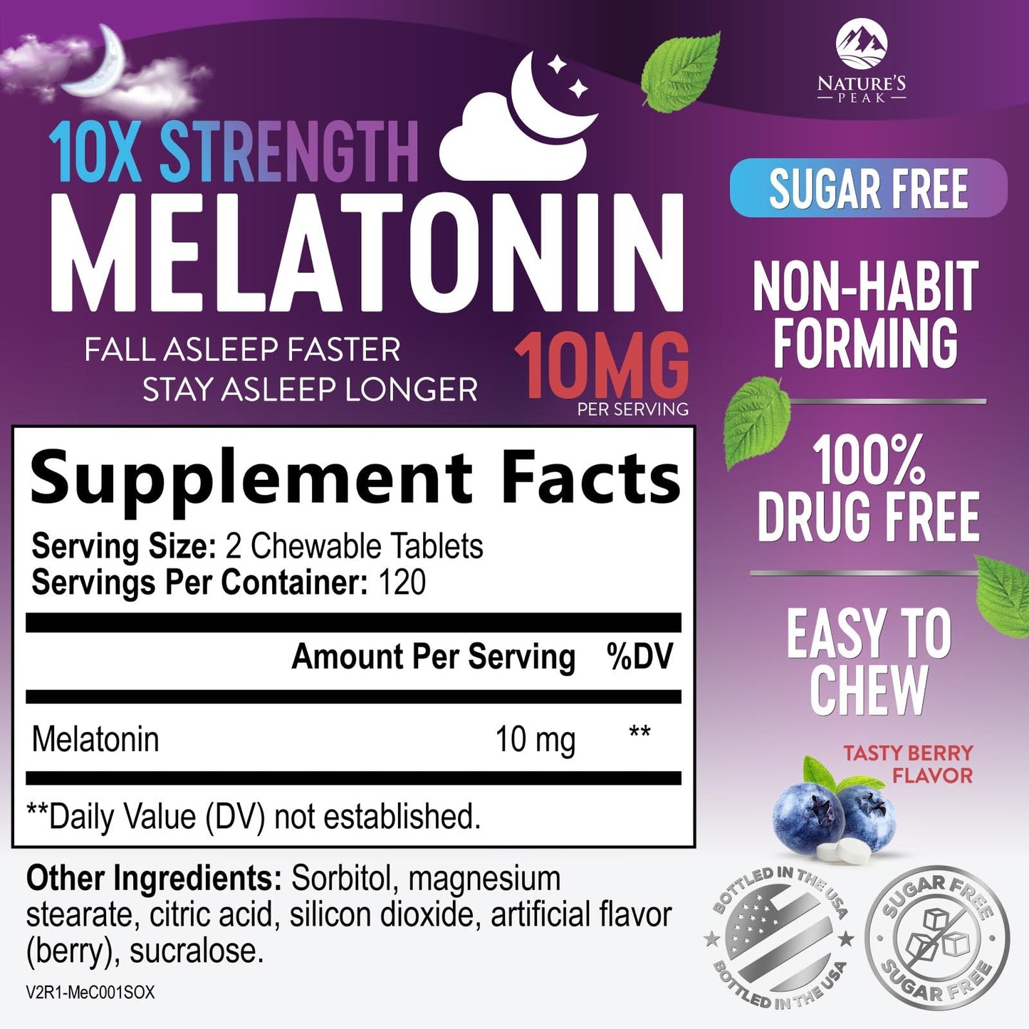 Nature's Peak Melatonin Sleep Support Supplements Tablet, 240 Tablets
