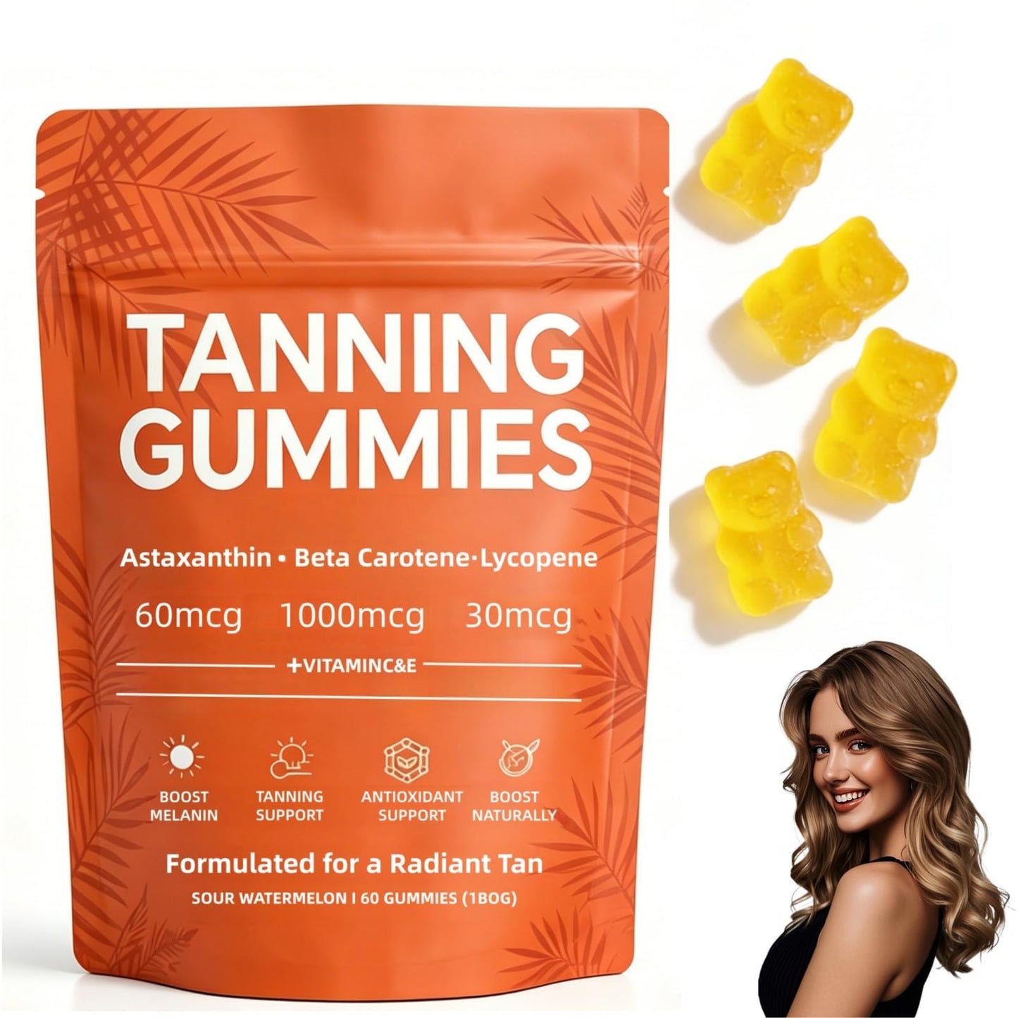 POYICGS Skin Tanning Gummies, 60 Count