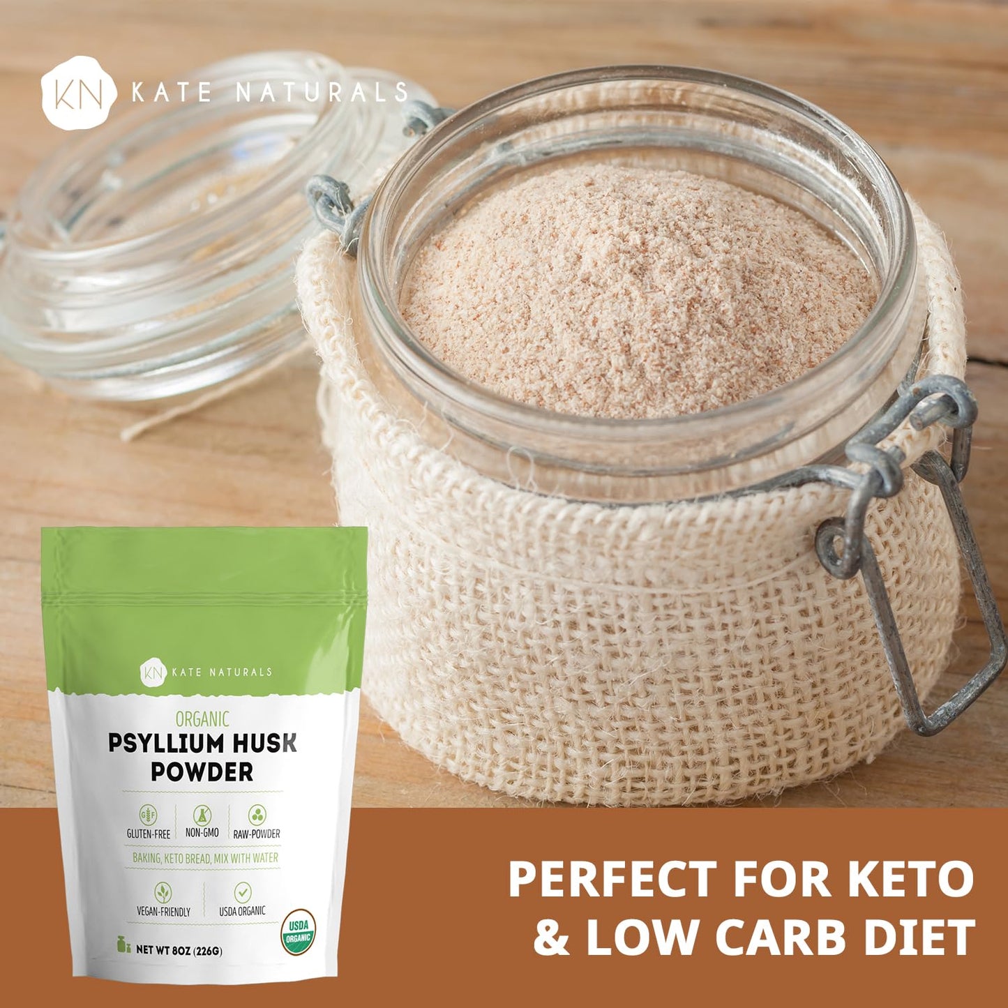 Kate Naturals Psyllium Husk Powder, 8 oz