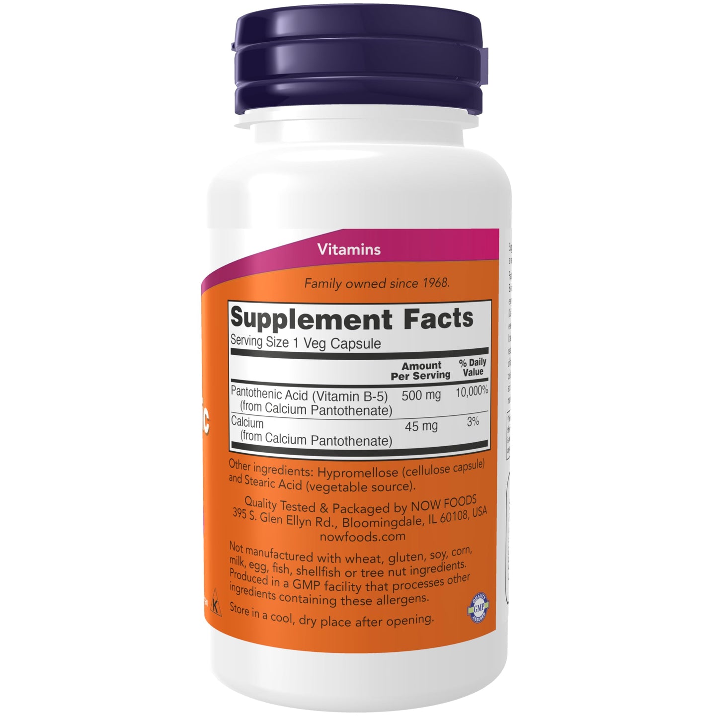 NOW Foods Pantothenic Acid (Vitamin B-5) 500 mg, B-Complex Vitamin, 100 Capsules