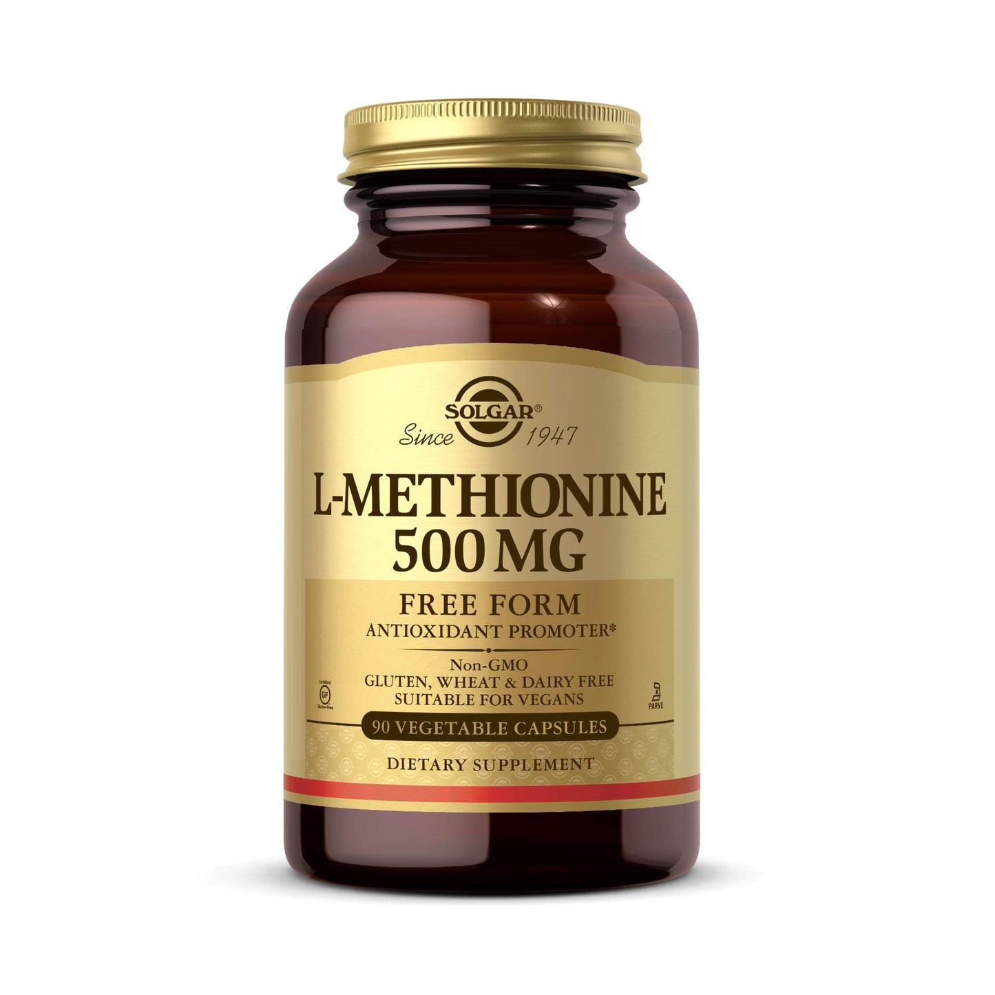 Solgar L-Methionine 500 mg Vegetable Capsules, 90 Count