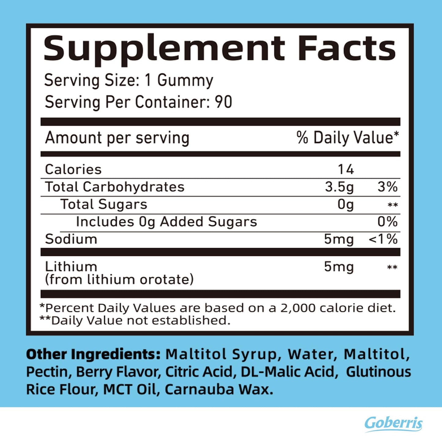 Goberris Lithium Orotate Gummy 90 Count