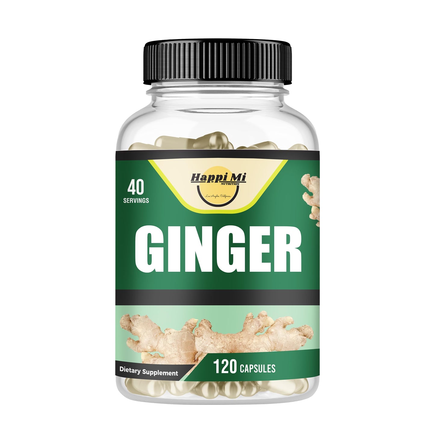Happi Mi Nutrition Ginger Root Capsules, 120 Count