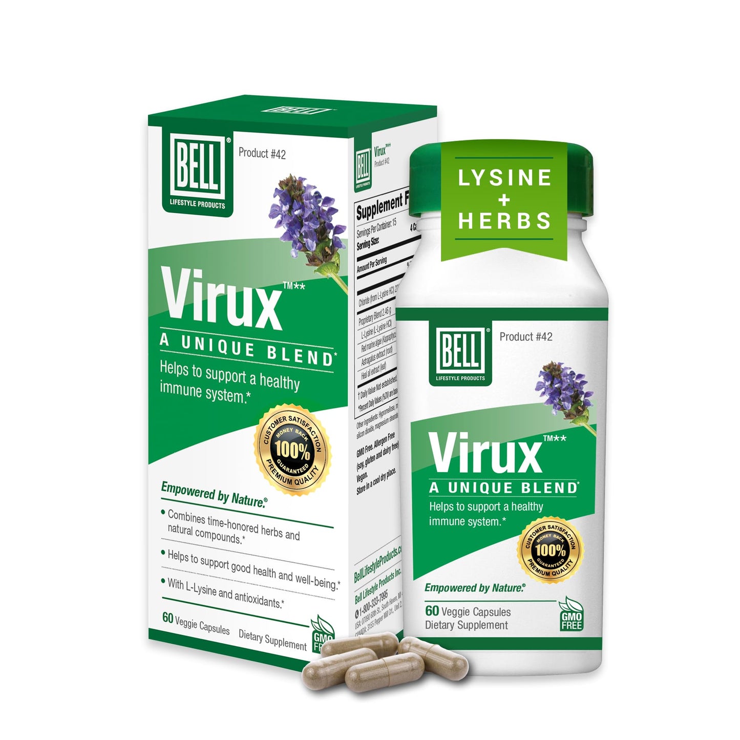 Bell Virux L-Lysine & Red Marine Algae Immune Support Capsule 60 Count