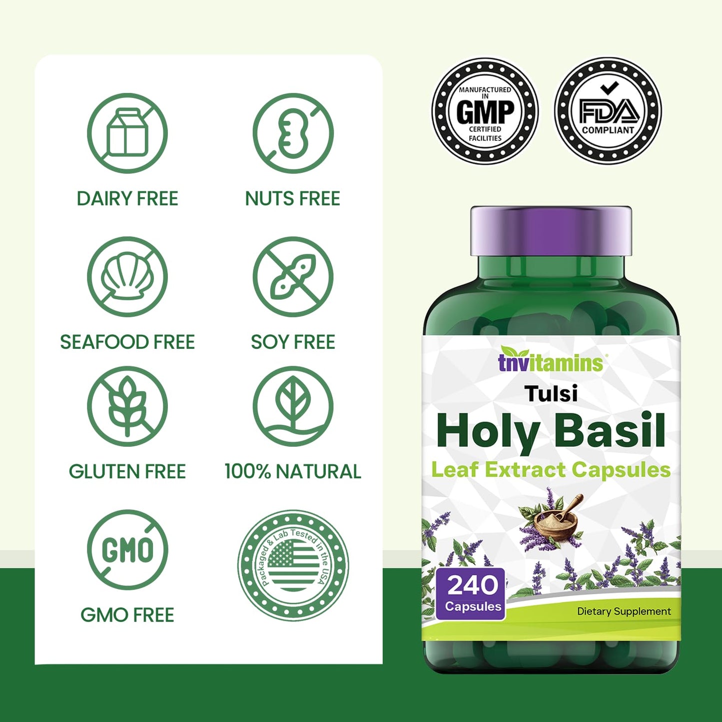 tnvitamins Holy Basil Capsules 240 Count