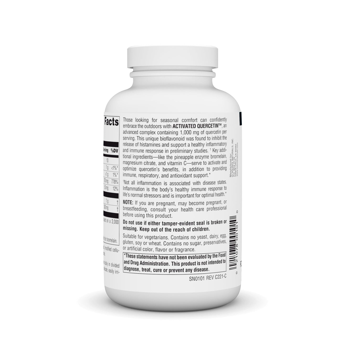Source Naturals Activated Quercetin Plant-Derived Bioflavonoid Complex Tablets 200 Count