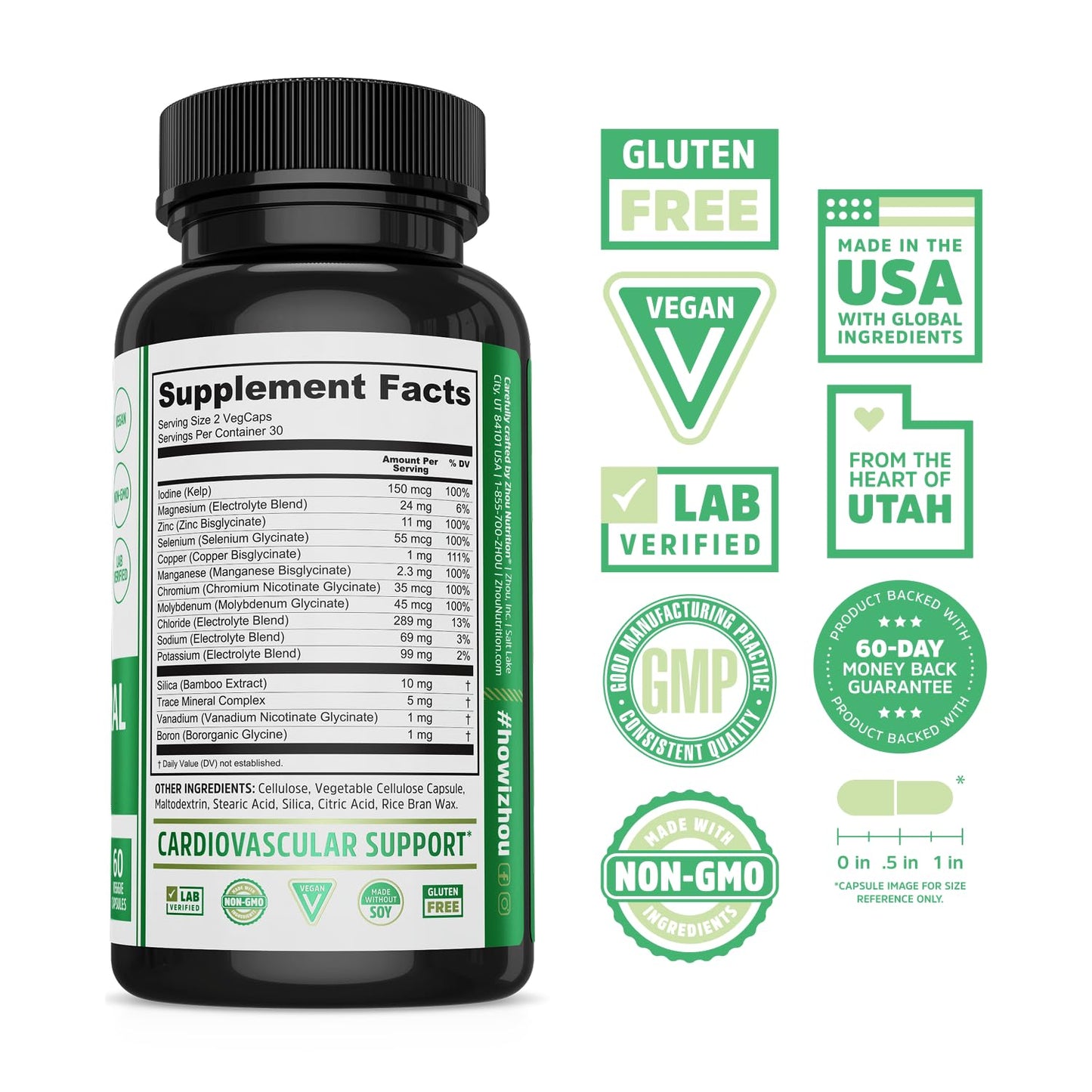 ZHOU Essential Mineral Complex Full-Spectrum Minerals Capsule 60 VegCaps