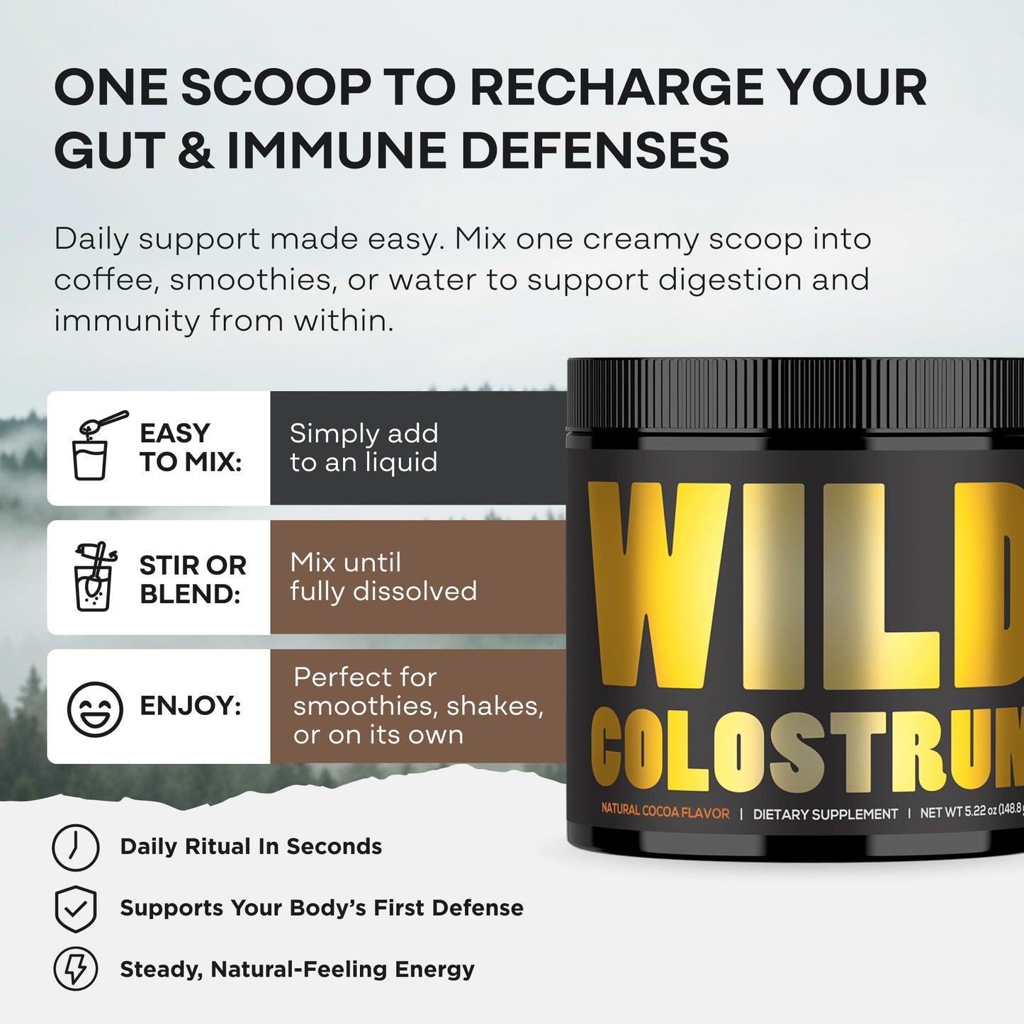 Wild Foods Grass-Fed Bovine Colostrum Powder 5.22 oz