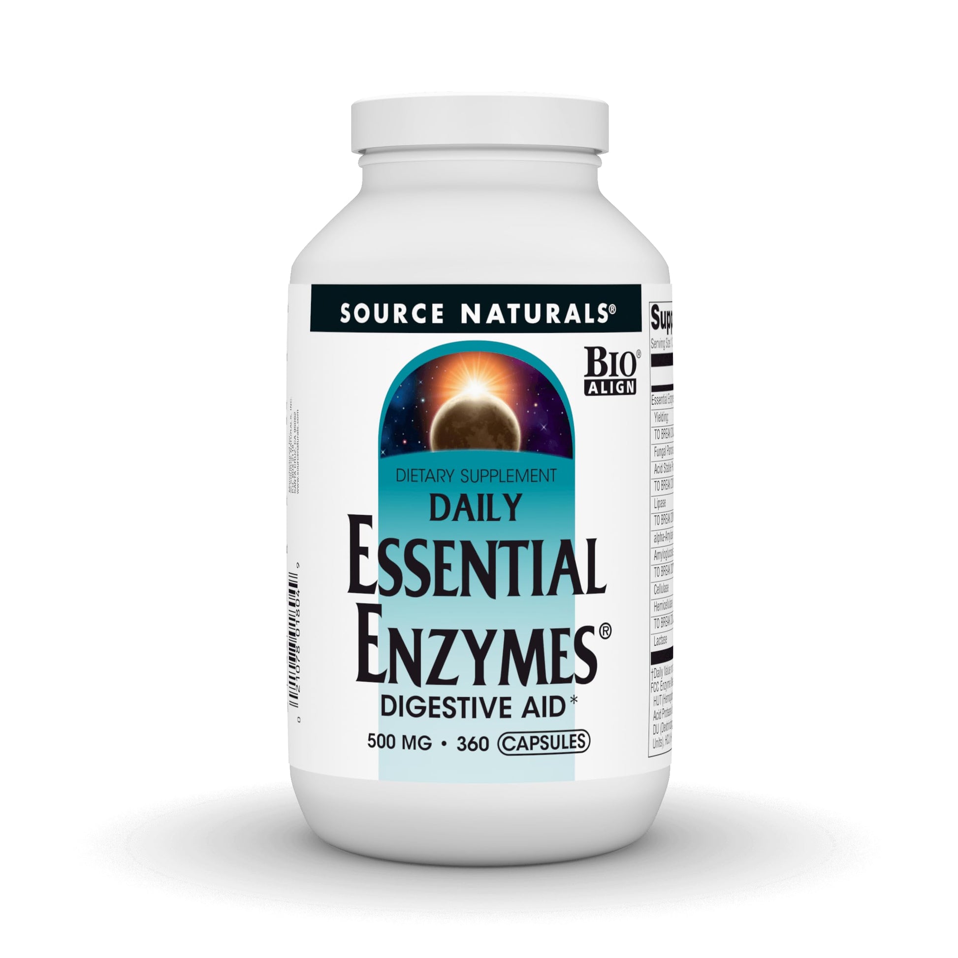 Source Naturals Daily Essential Enzymes 500 mg Digestive Aid Capsules, 360 Capsules