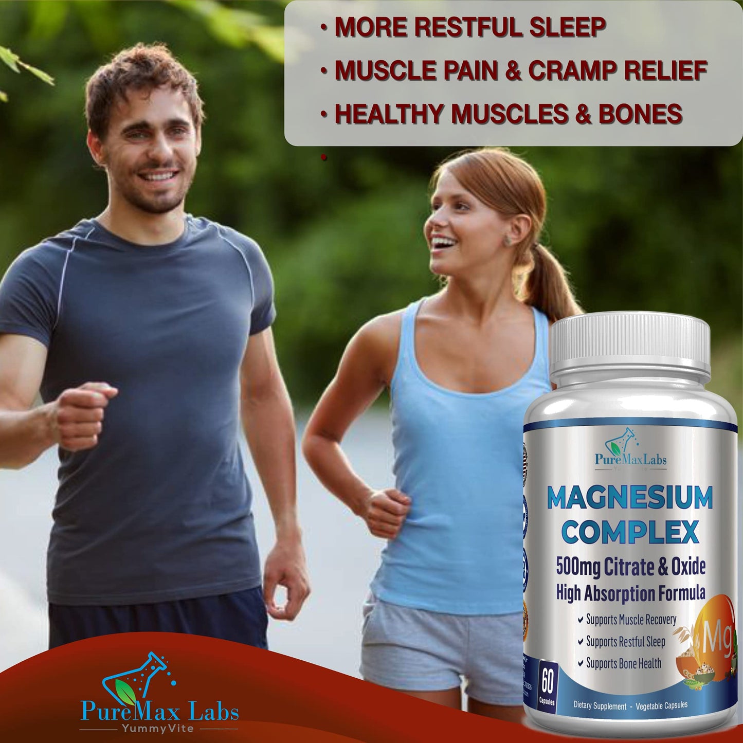 YUMMYVITE Magnesium Citrate Complex 500mg Capsules, 60 Count