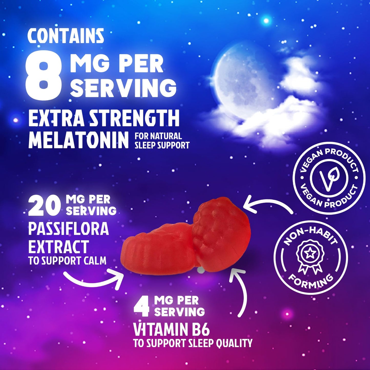 Nature's Nutrition Sleep Gummies 8mg Melatonin per Serving with Passiflora Extract for Restful Sleep, Fast Acting Melatonin Sleep Gummy Supplement for Adults, Vegan, Non-GMO, Strawberry Flavor, 120 Gummies