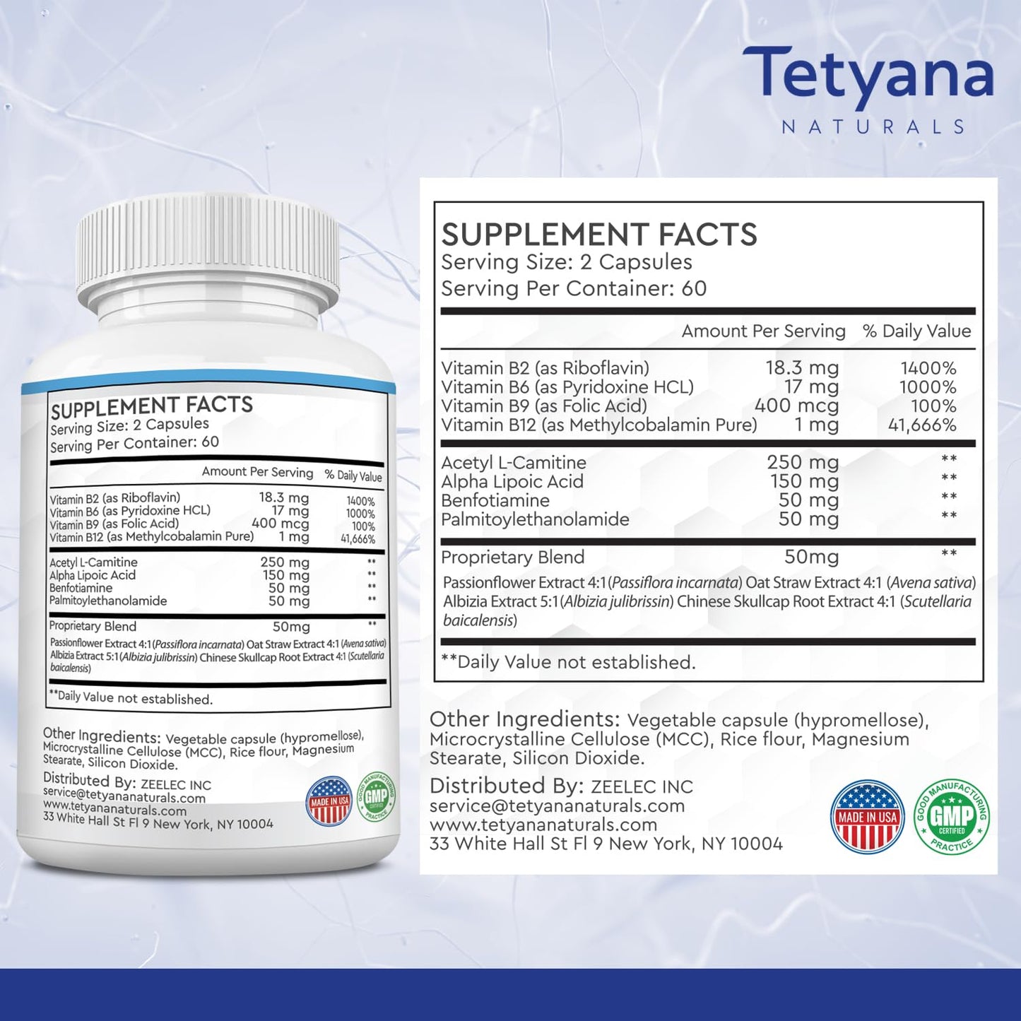 Tetyana naturals Advanced Sciatic Nerve Support Relief Alpha Lipoic Acid Vitamin Benfotiamine 12 in 1 Sciatica Supplements Capsules 120